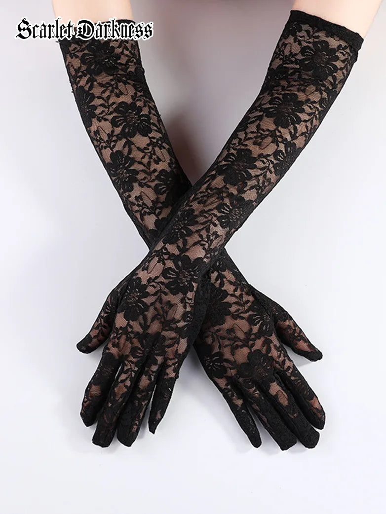 Miss Danger Rose Lace Gloves
