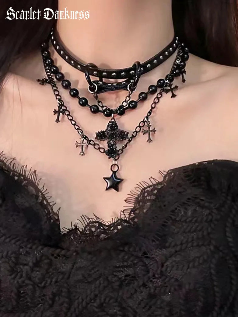 Miss Danger's Layered Leather Choker