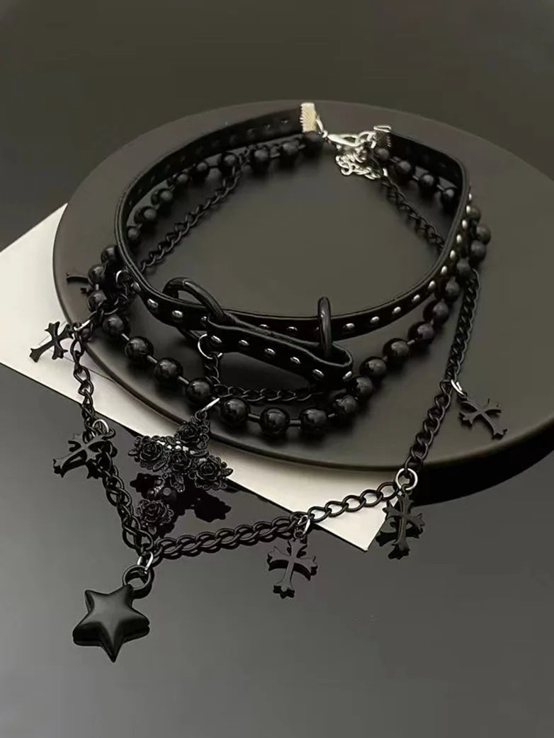 Miss Danger's Layered Leather Choker