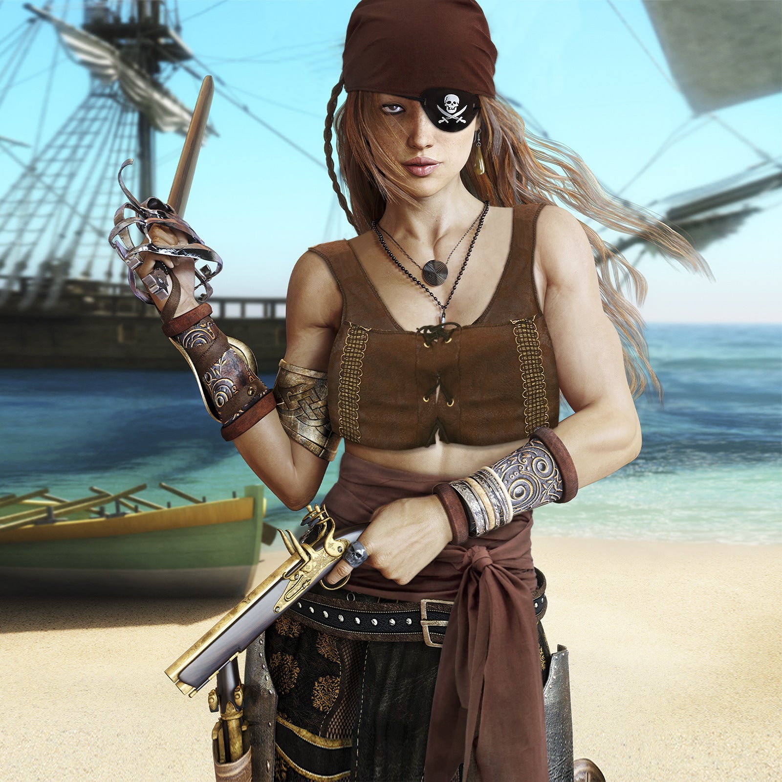 Pirate Canvas Bandana and Belt Set