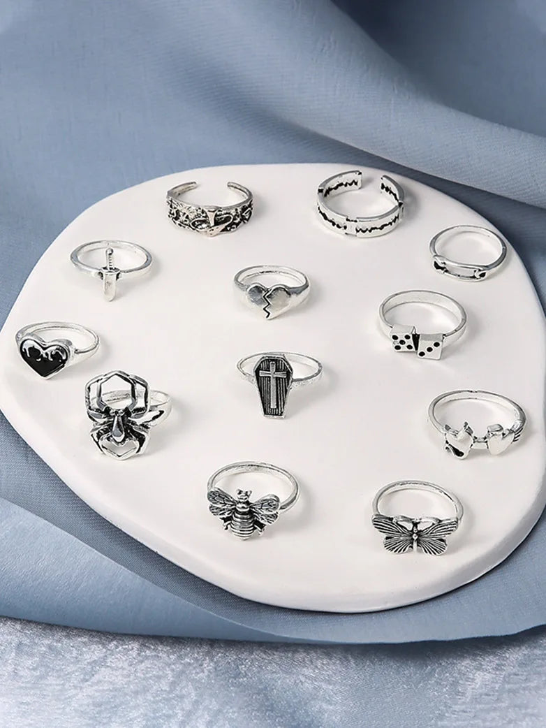 Gothic Fashion 12 Ring Set
