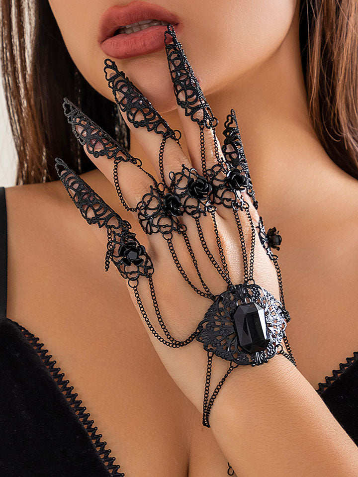 Gothic Witch Black Finger Chain