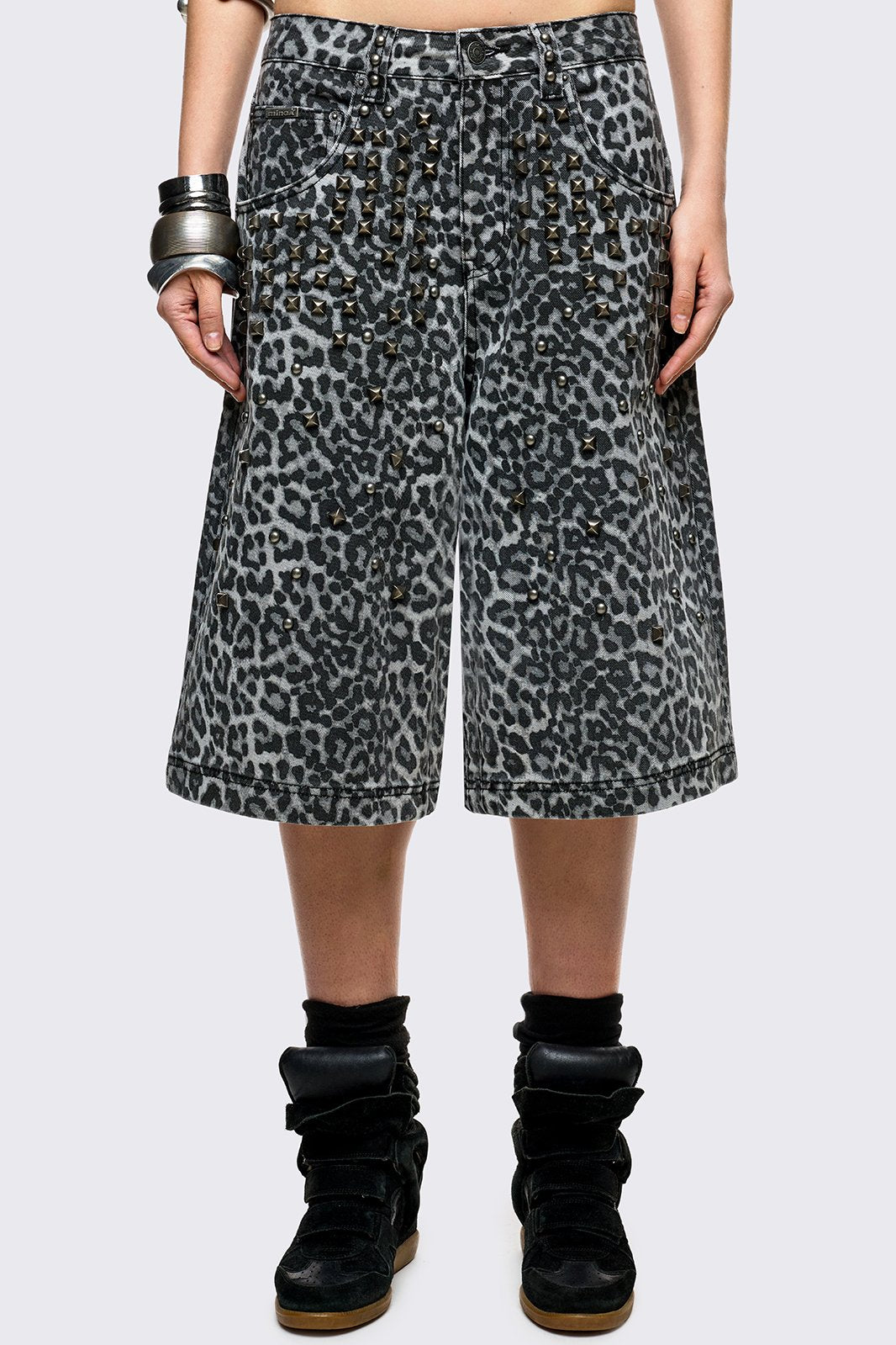 Leopard Studded Jorts