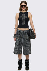 Leopard Studded Jorts