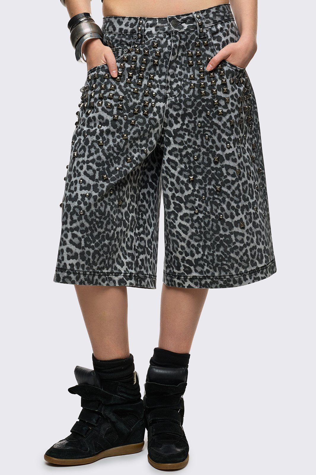Leopard Studded Jorts