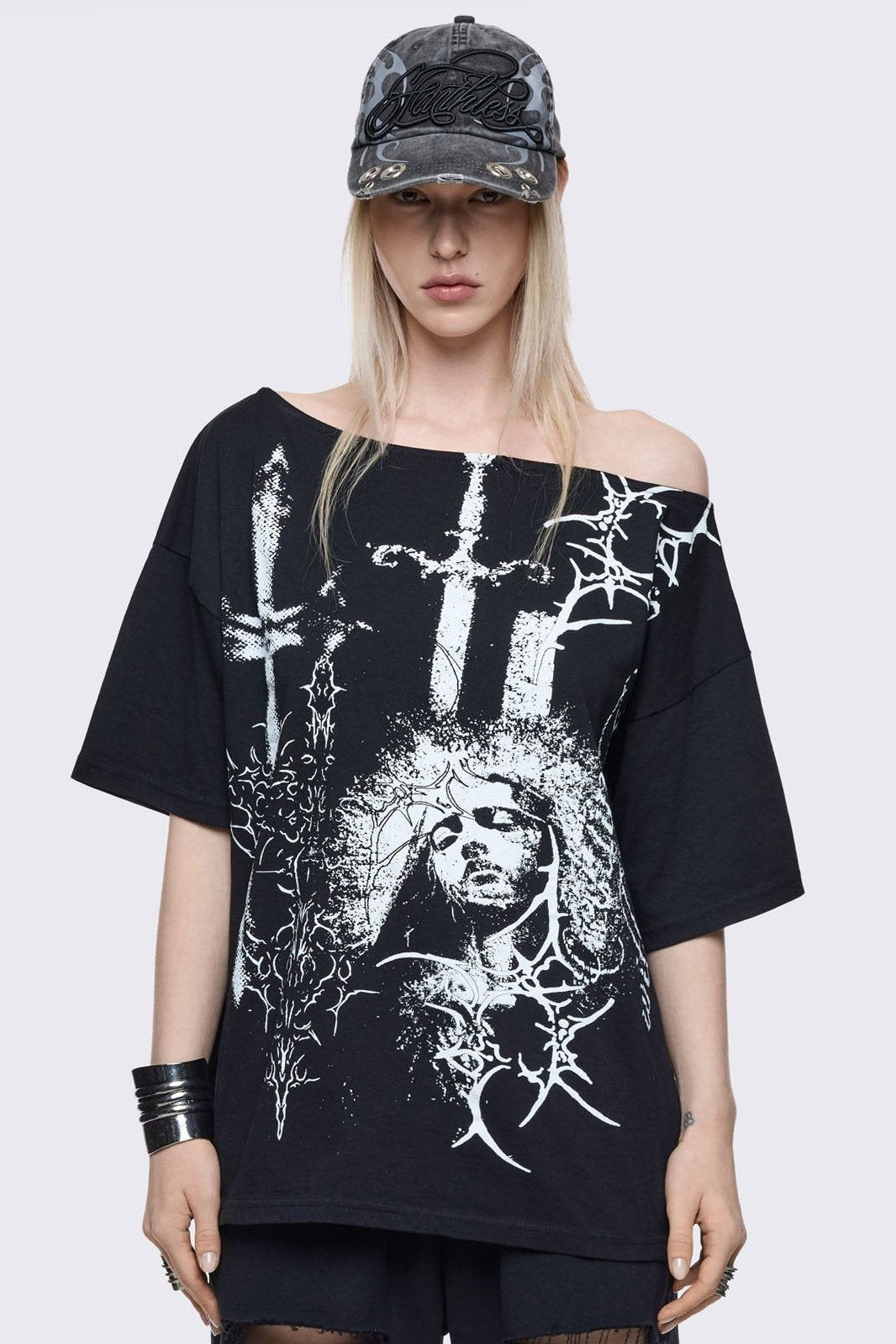 Crown of Swords Off-Shoulder T-Shirt