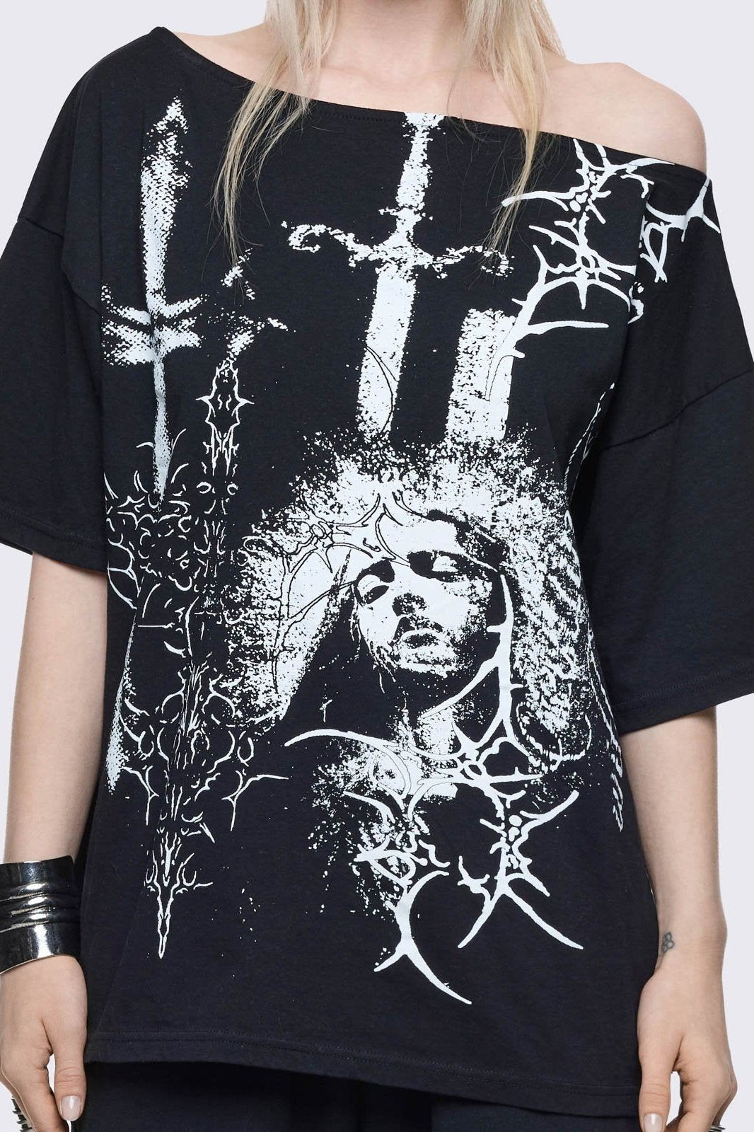 Crown of Swords Off-Shoulder T-Shirt