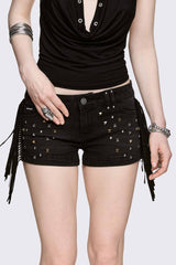 Fringe Mini Denim Shorts