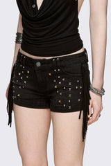 Fringe Mini Denim Shorts