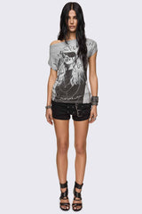 Glitz & Glitter Graphic Off-Shoulder Top