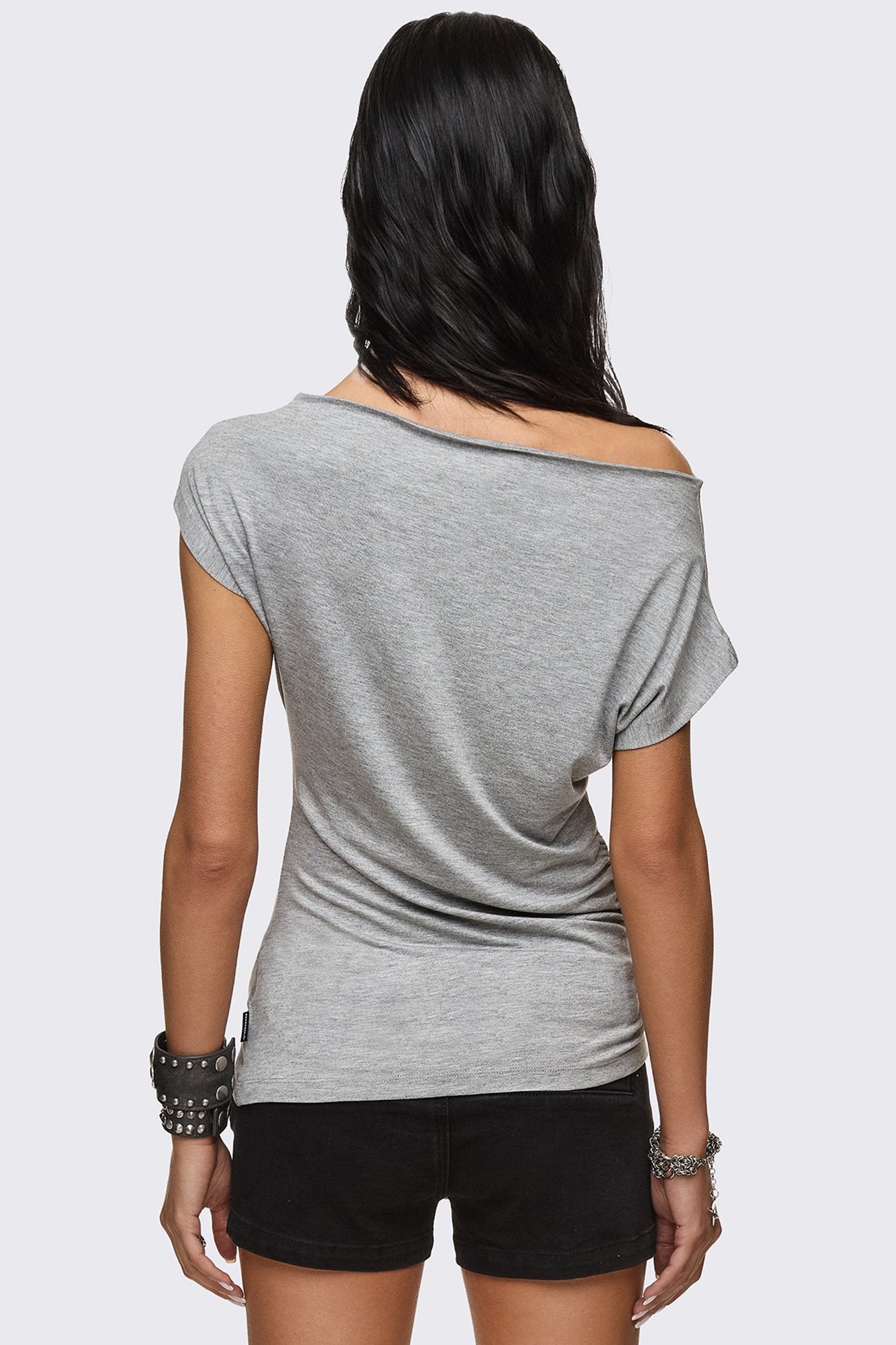 Glitz & Glitter Graphic Off-Shoulder Top