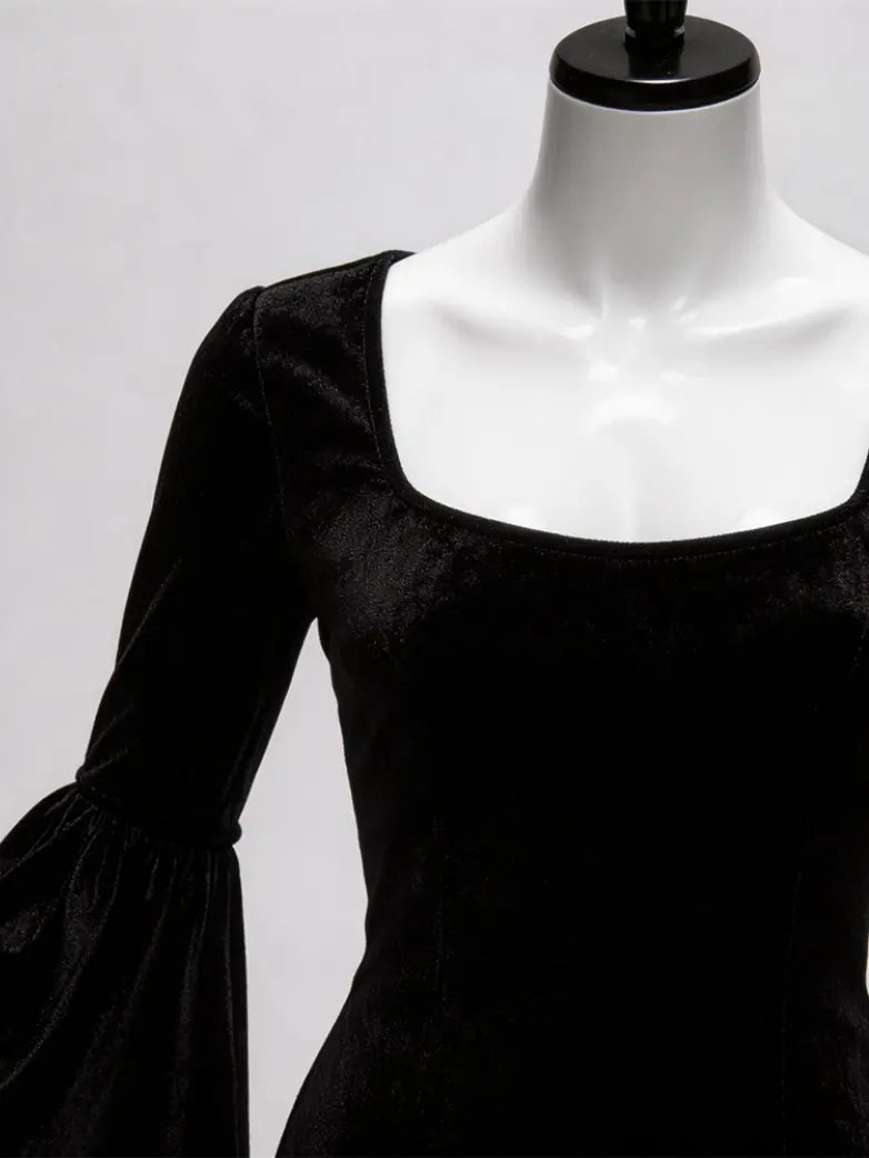 Gothic Velvet Bat Sleeve Mermaid Maxi Dress