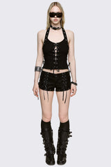 Lust Lace-Up Mini Vegan Suede Shorts