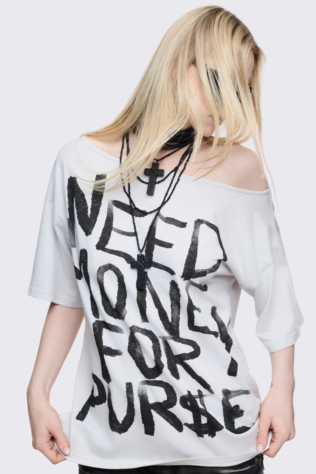 Need Money Off-Shoulder T-Shirt