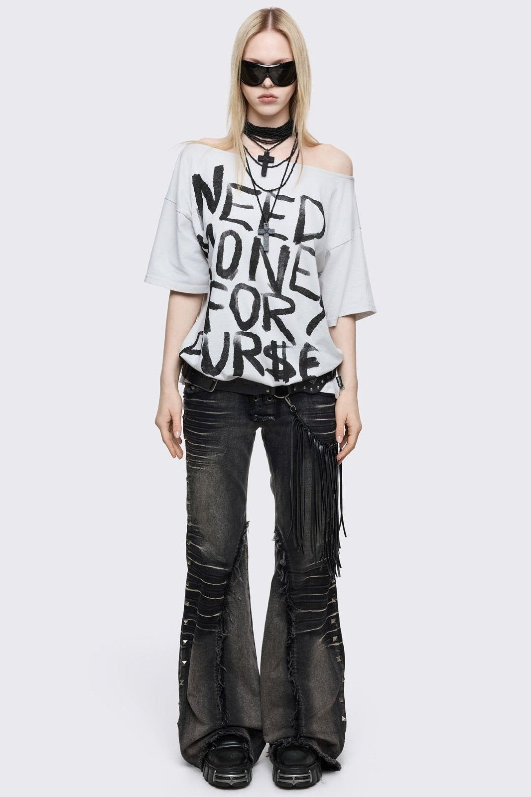Need Money Off-Shoulder T-Shirt