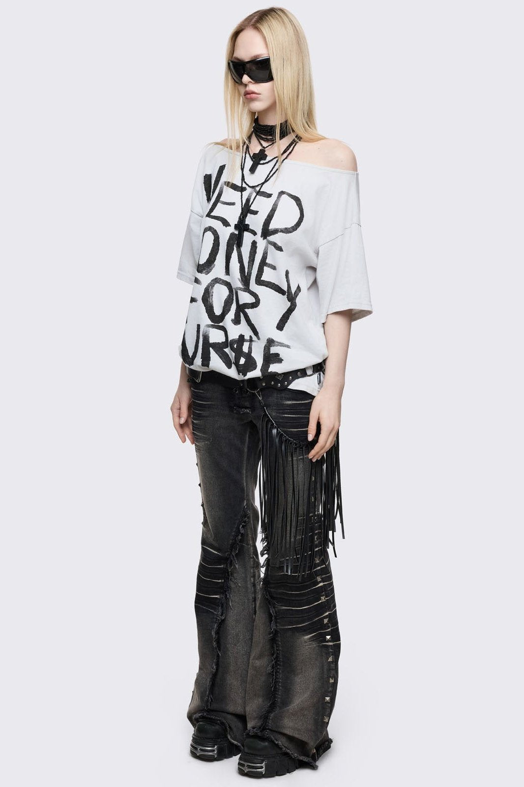 Need Money Off-Shoulder T-Shirt